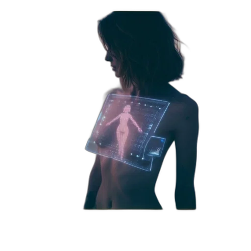 dress, jacket, robot, jewelry, concept art, cyberpunk, photorealistic, 3d render transparent PNG cut-out