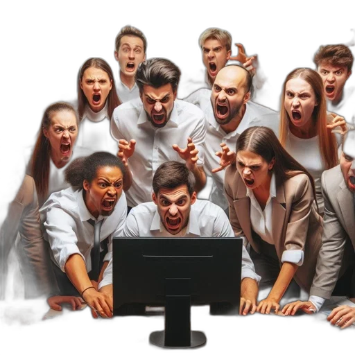 staff, office, setting, presents, group, shocked, employees, staring transparent PNG cut-out