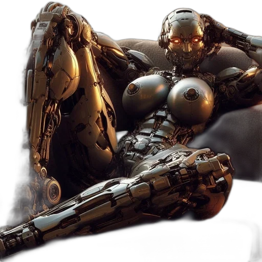 robot, weapon, concept art, 3d render, cyberpunk, photorealistic, detailed, portrait transparent PNG cut-out
