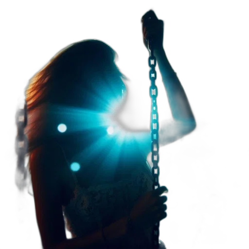 staff, jewelry, dress, weapon, cyberpunk, concept art, neon lights, woman transparent PNG cut-out