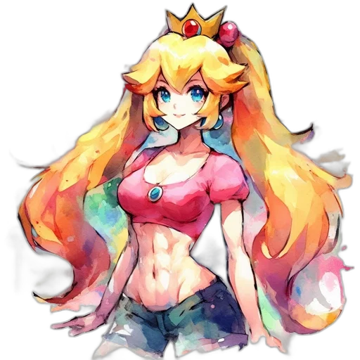 crown, dress, pixel art, watercolor, anime, concept art, colorful, golden transparent PNG cut-out
