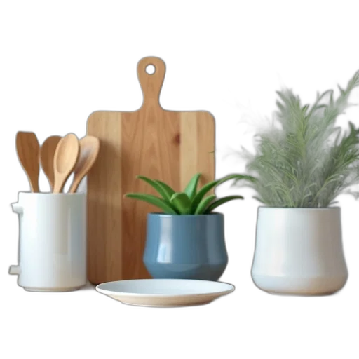 furniture, 3d render, earth tones, pastel, monochrome, kitchen, counter, various transparent PNG cut-out