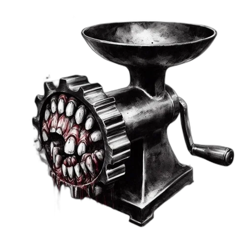 weapon, robot, jewelry, staff, 3d render, concept art, photorealistic, intimidating transparent PNG cut-out