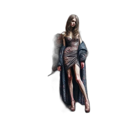 dress, sword, creature, staff, concept art, fantasy art, pixel art, photorealistic transparent PNG cut-out