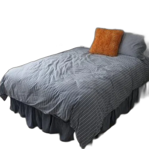 furniture, crown, 3d render, photorealistic, neatly, made, bed, blue transparent PNG cut-out
