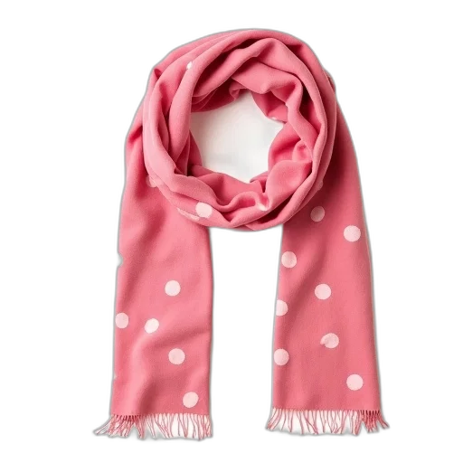 pastel, pink, polka, dot, scarf, fringed, edge, displayed transparent PNG cut-out
