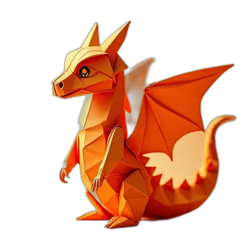 dragon, animal, staff, creature, fantasy art, concept art, 3d render, pixel art transparent PNG cut-out