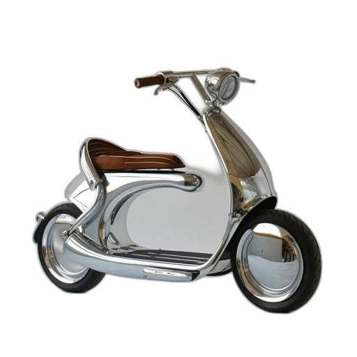 3d render, photorealistic, modern, sleek, scooter, chrome, finish, large transparent PNG cut-out