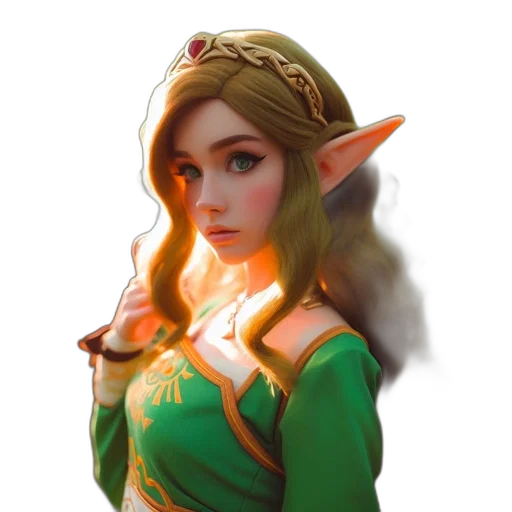 staff, face, crown, dress, fantasy art, concept art, pixel art, 3d render transparent PNG cut-out
