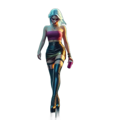 dress, concept art, 3d render, cyberpunk, fantasy art, neon, pastel, colorful transparent PNG cut-out
