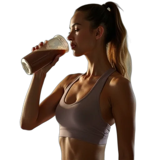bottle, woman, taking, protein, shake, her, sports, bottles transparent PNG cut-out
