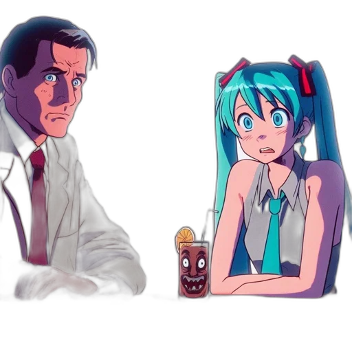 robot, furniture, face, dress, vaporwave, anime, pixel art, concept art transparent PNG cut-out