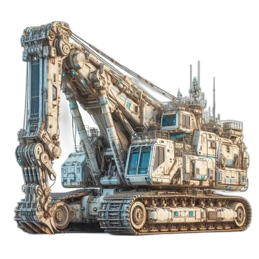 robot, weapon, car, concept art, 3d render, metallic, futuristic, excavator transparent PNG cut-out