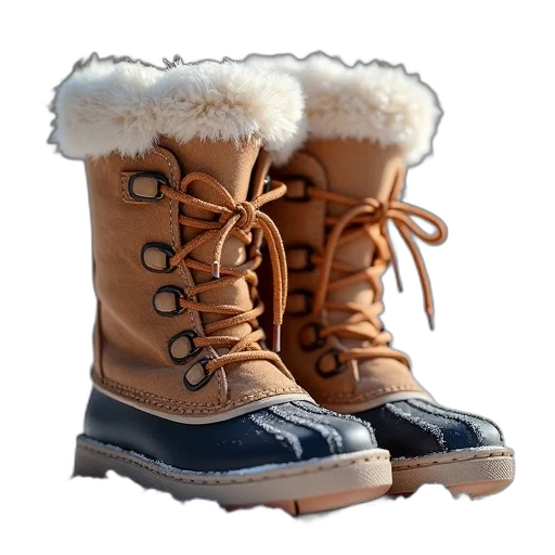 shoes, 3d render, photorealistic, earth tones, children, winter, boot, boots transparent PNG cut-out