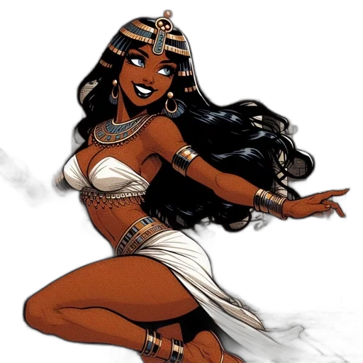 jewelry, comic book art, concept art, fantasy art, cartoon, animated, egyptian, goddess transparent PNG cut-out