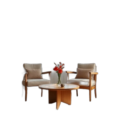 furniture, 3d render, photorealistic, earth tones, living, room, wooden, coffee transparent PNG cut-out