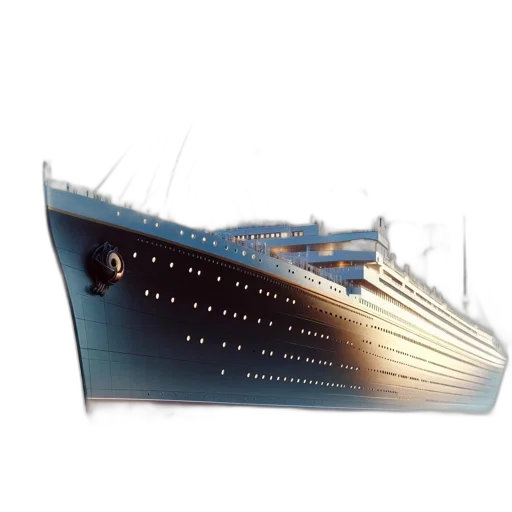 crown, 3d render, photorealistic, concept art, titanic-like, ship, sails, calm transparent PNG cut-out