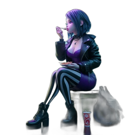 jacket, bottle, robot, weapon, concept art, cyberpunk, pixel art, vaporwave transparent PNG cut-out