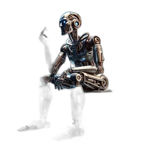 robot, staff, concept art, 3d render, cyberpunk, fantasy art, anthropomorphic, metal transparent PNG cut-out