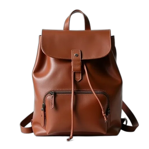 earth tones, brown, leather, backpack, smooth, texture, simple, design transparent PNG cut-out