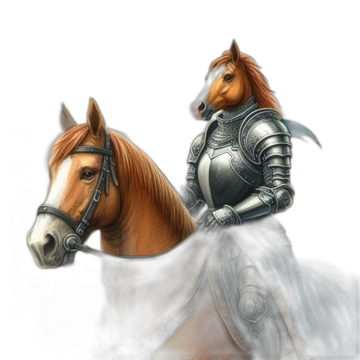 fantasy art, concept art, photorealistic, 3d render, horse, shiny, armor, adorned transparent PNG cut-out