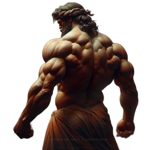 concept art, photorealistic, fantasy art, 3d render, imposing, male, figure, greek-style transparent PNG cut-out