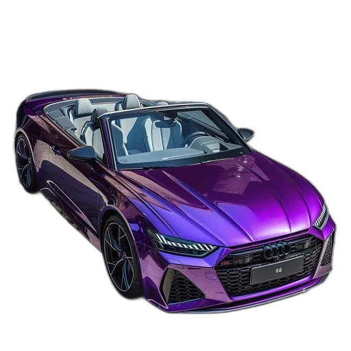 car, 3d render, vaporwave, cyberpunk, photorealistic, neon, dark, purple transparent PNG cut-out