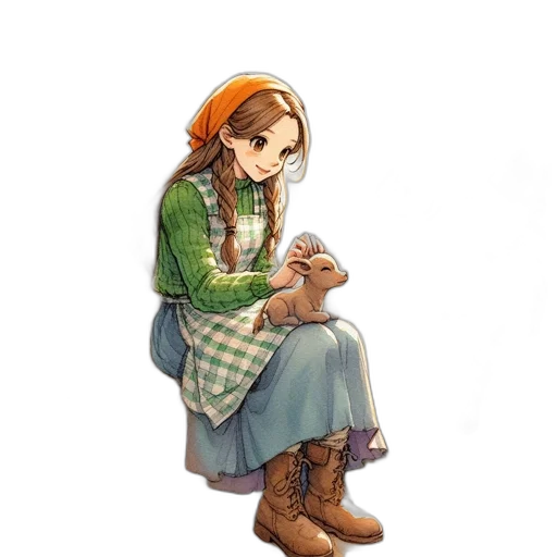 dress, animal, hat, staff, concept art, pixel art, fantasy art, watercolor transparent PNG cut-out