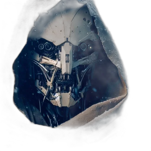 mask, face, robot, jacket, concept art, watercolor, fantasy art, photorealistic transparent PNG cut-out
