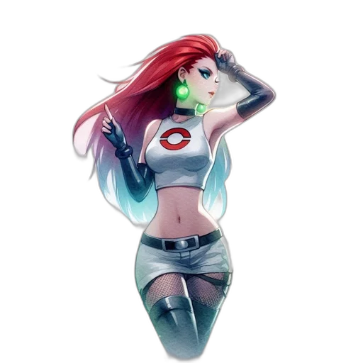 robot, comic book art, concept art, fantasy art, cartoon, red, green, female transparent PNG cut-out