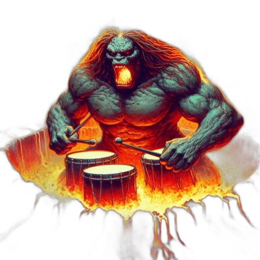 creature, concept art, fantasy art, comic book art, pixel art, fire, giant, fiery transparent PNG cut-out