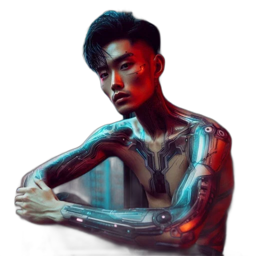 face, robot, dragon, cyberpunk, photorealistic, concept art, watercolor, neon lights transparent PNG cut-out