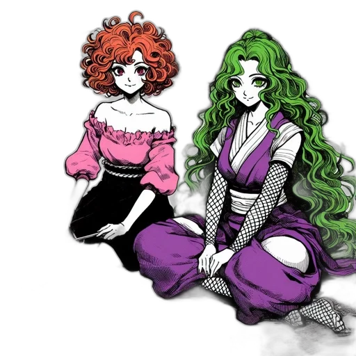 concept art, anime, fantasy art, watercolor, monochrome, green, colorful, dark transparent PNG cut-out