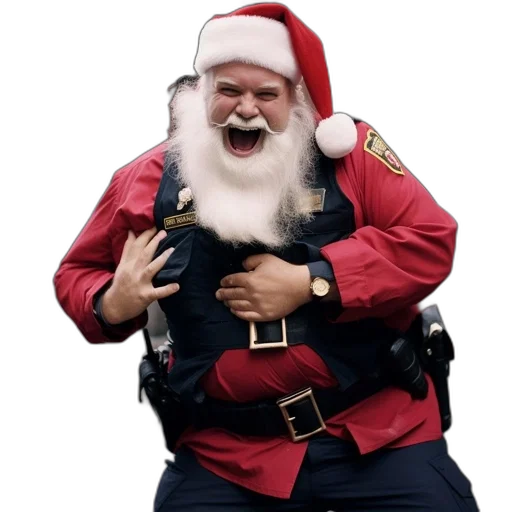 jacket, animal, playfully, laughing, santa, claus, black, security transparent PNG cut-out