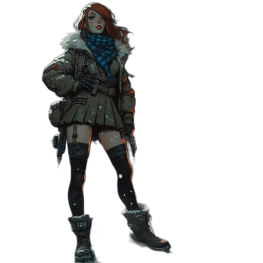 jacket, staff, weapon, concept art, fantasy art, cyberpunk, 3d render, dark transparent PNG cut-out