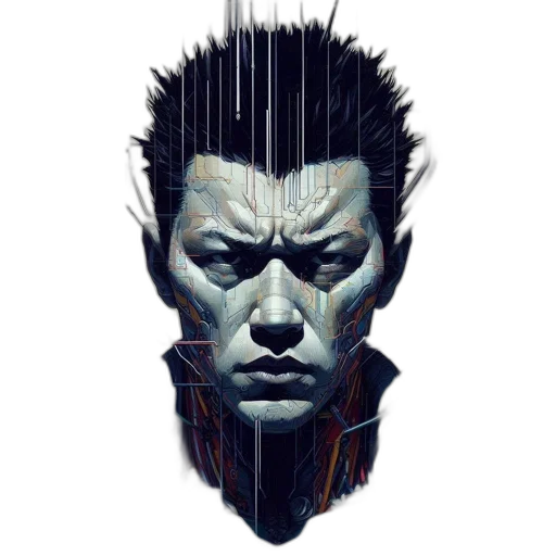 face, mask, robot, comic book art, cyberpunk, concept art, fantasy art, blue transparent PNG cut-out