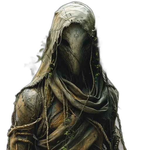mask, creature, face, staff, concept art, fantasy art, photorealistic, comic book art transparent PNG cut-out