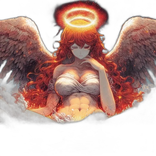 fantasy art, comic book art, concept art, anime, fire, woman, flowing, red transparent PNG cut-out