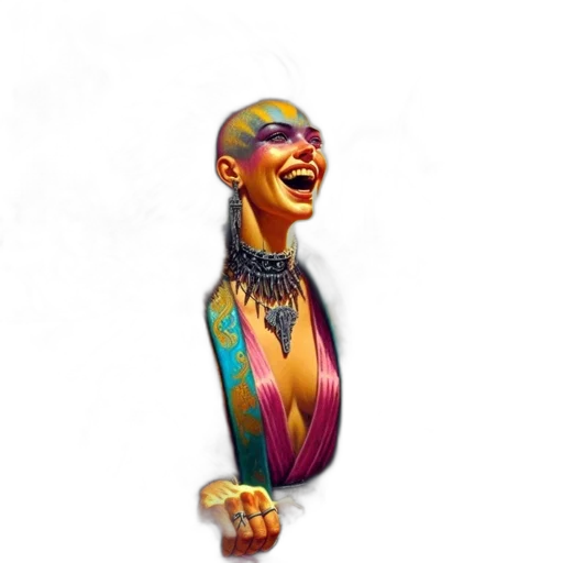 jewelry, robot, concept art, 3d render, comic book art, fantasy art, woman, mohawk transparent PNG cut-out