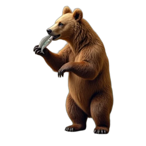 animal, food, concept art, 3d render, photorealistic, brown, bear, standing transparent PNG cut-out