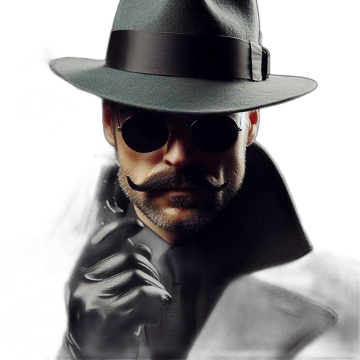hat, jacket, face, mask, photorealistic, concept art, comic book art, cyberpunk transparent PNG cut-out