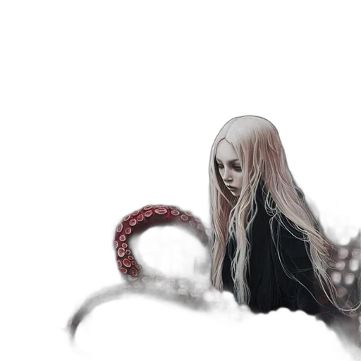 creature, hair, dragon, weapon, concept art, watercolor, fantasy art, comic book art transparent PNG cut-out