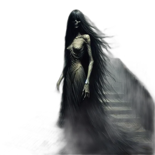 dress, creature, hair, mask, fantasy art, concept art, comic book art, photorealistic transparent PNG cut-out