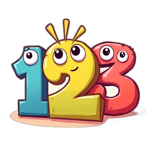 3d render, concept art, cartoon, numbers, kids, eyes, funny, faces transparent PNG cut-out