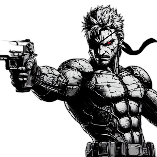 weapon, comic book art, concept art, cartoon, cyberpunk, intense, warrior, figure transparent PNG cut-out