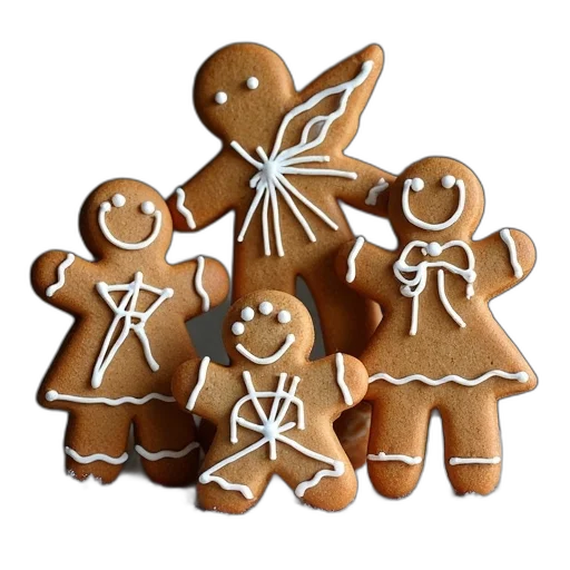 ginger, cookie, decorations, three, nicholass, christmas, angel transparent PNG cut-out