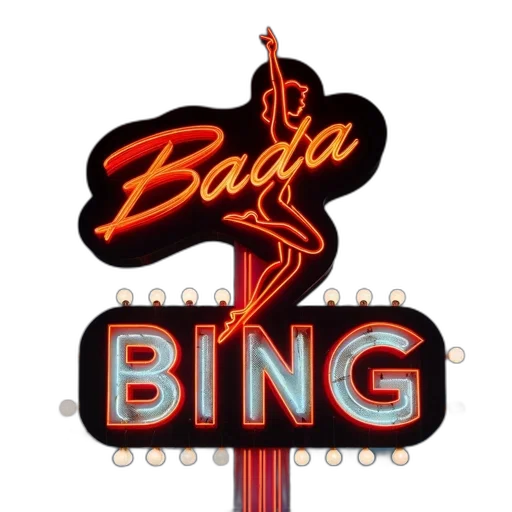 neon, signboard, reads, bada, bing, dancing, silhouette, red transparent PNG cut-out