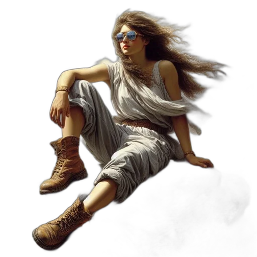 fantasy art, concept art, comic book art, photorealistic, earth tones, woman, dressed, white transparent PNG cut-out