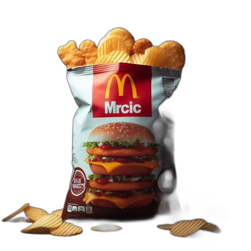 food, crown, 3d render, photorealistic, concept art, mcdonald, mric, bag transparent PNG cut-out