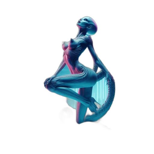 jewelry, robot, dress, creature, concept art, 3d render, vaporwave, fantasy art transparent PNG cut-out